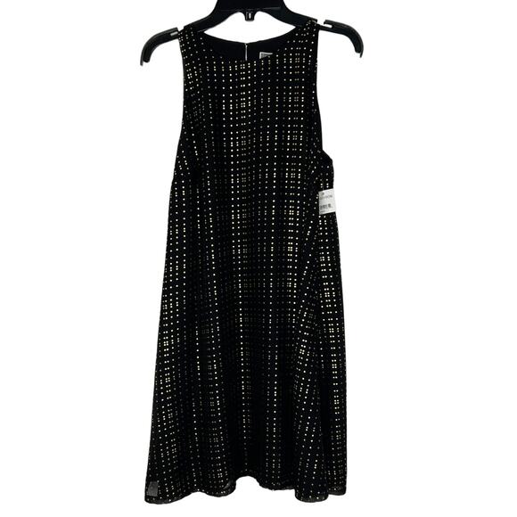 Chelsea28 Black Gold Polka Dot Sleeveless A-Line Dress Size XS Women's NEW - Picture 1 of 11